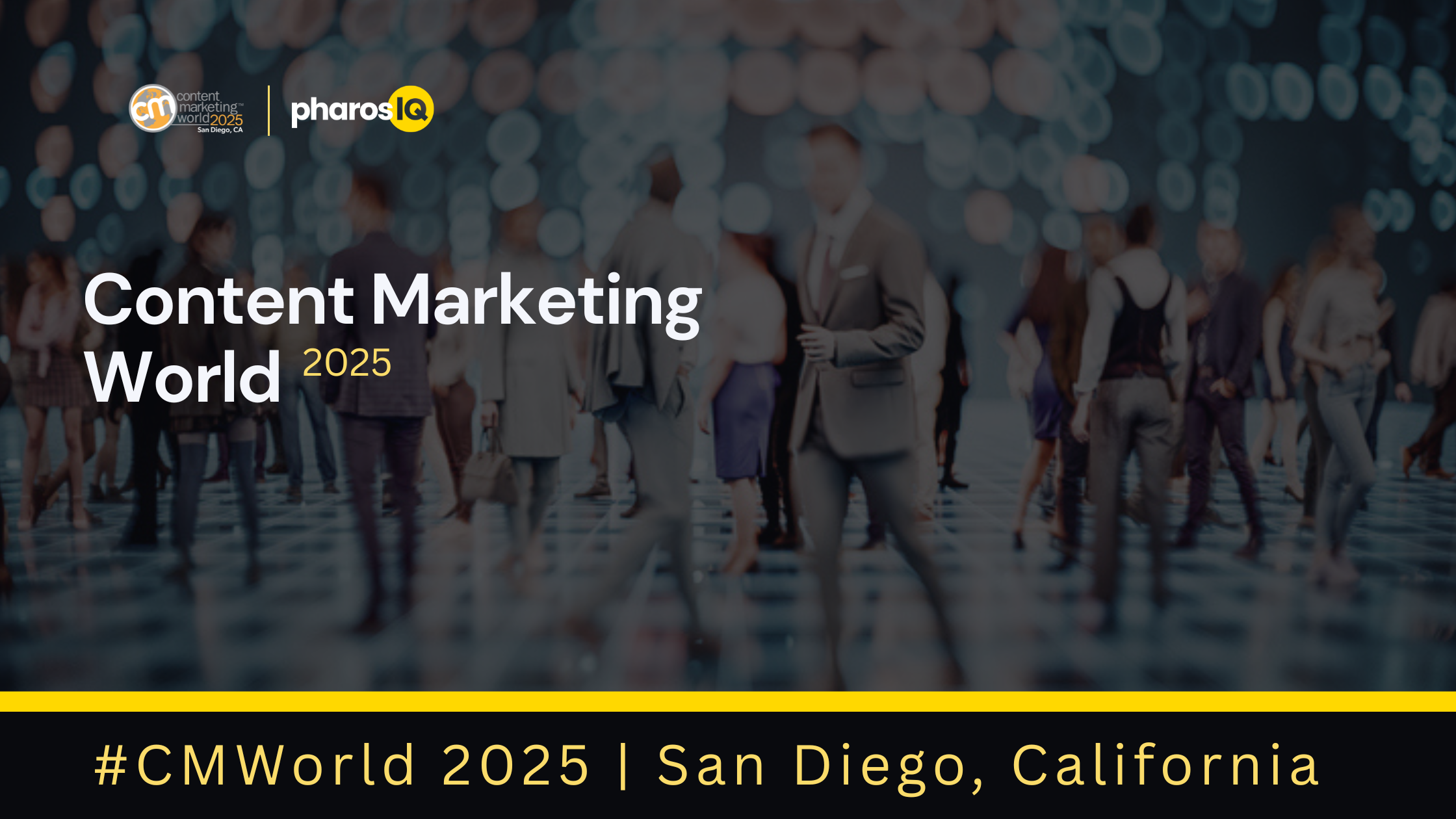 Content Marketing World 2025 event banner, with a blurred crowd background
